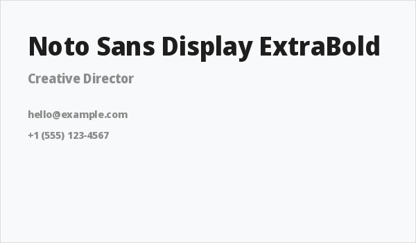 Noto Sans Display ExtraBold Business Card