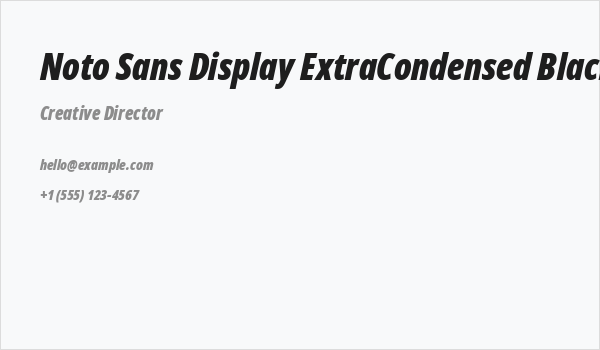 Noto Sans Display ExtraCondensed Black Italic Business Card