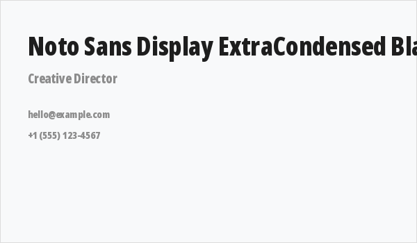 Noto Sans Display ExtraCondensed Black Business Card
