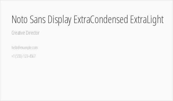 Noto Sans Display ExtraCondensed ExtraLight Business Card