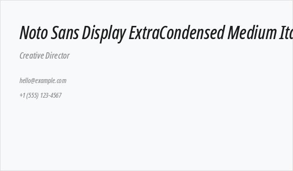 Noto Sans Display ExtraCondensed Medium Italic Business Card