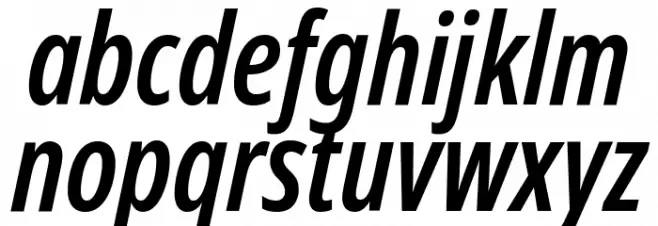 Noto Sans Display ExtraCondensed SemiBold Italic Schriftart Kleinbuchstaben