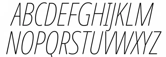 Noto Sans Display ExtraCondensed Thin Italic Caratteri MAIUSCOLE