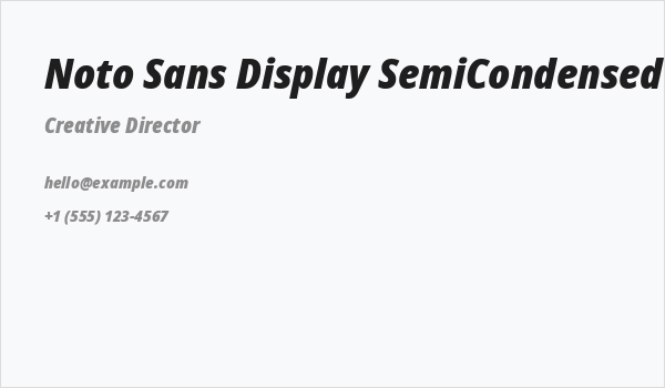 Noto Sans Display SemiCondensed Black Italic Business Card