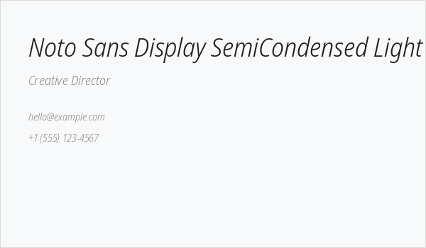 Noto Sans Display SemiCondensed Light Italic Business Card