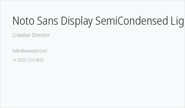 Noto Sans Display SemiCondensed Light Business Card