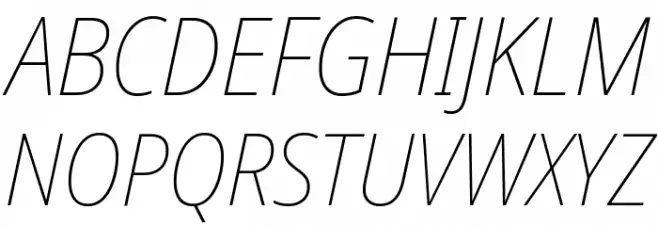 Noto Sans Display SemiCondensed Thin Italic Caratteri MAIUSCOLE