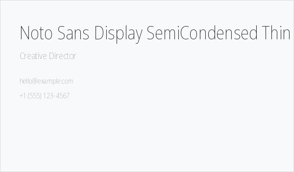 Noto Sans Display SemiCondensed Thin Business Card