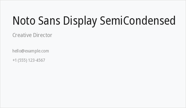 Noto Sans Display SemiCondensed Business Card