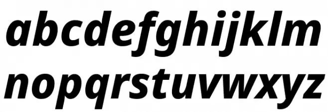 Noto Sans ExtraBold Italic Schriftart Kleinbuchstaben