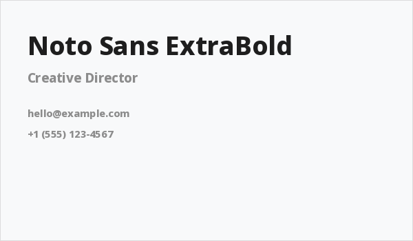 Noto Sans ExtraBold Business Card