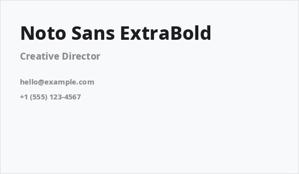 Noto Sans ExtraBold Business Card