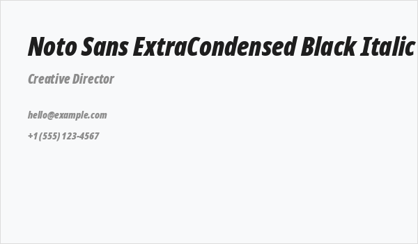 Noto Sans ExtraCondensed Black Italic Business Card