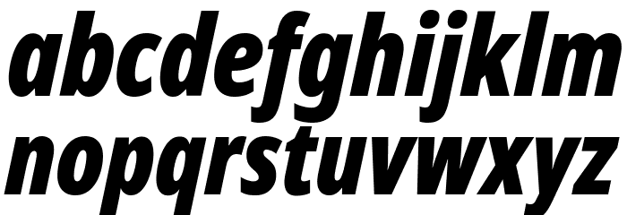 Noto Sans ExtraCondensed Black Italic Font LOWERCASE