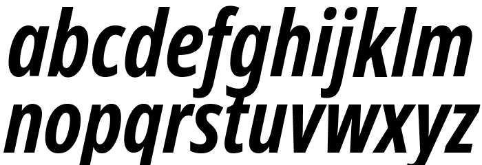 Noto Sans ExtraCondensed Bold Italic Font LOWERCASE