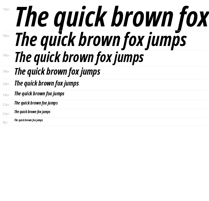 Noto Sans ExtraCondensed Bold Italic Waterfall