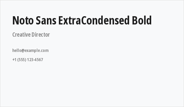 Noto Sans ExtraCondensed Bold Business Card