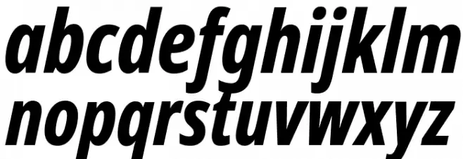 Noto Sans ExtraCondensed ExtraBold Italic Caratteri MINUSCOLO