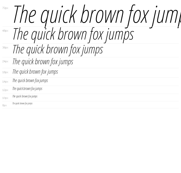 Noto Sans ExtraCondensed ExtraLight Italic Waterfall