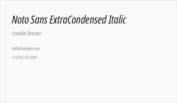 Noto Sans ExtraCondensed Italic Business Card