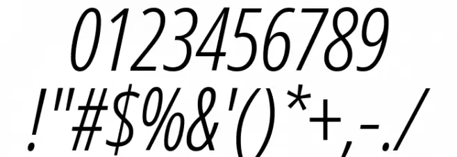 Noto Sans ExtraCondensed Light Italic Font OTHER CHARS