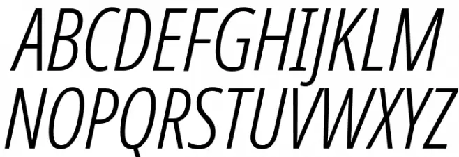 Noto Sans ExtraCondensed Light Italic Caratteri MAIUSCOLE