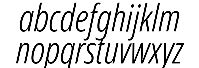 Noto Sans ExtraCondensed Light Italic Font LOWERCASE
