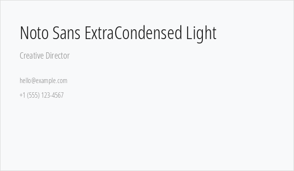 Noto Sans ExtraCondensed Light Business Card