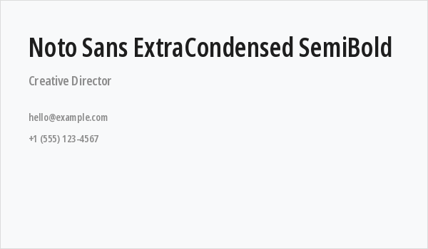 Noto Sans ExtraCondensed SemiBold Business Card