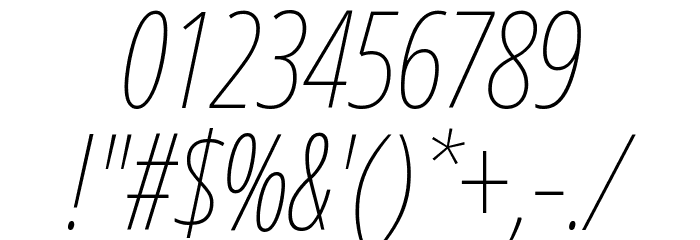 Noto Sans ExtraCondensed Thin Italic Font OTHER CHARS