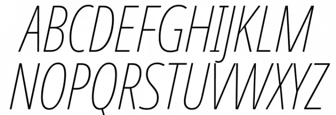 Noto Sans ExtraCondensed Thin Italic Fuentes MAYÚSCULAS