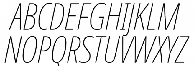 Noto Sans ExtraCondensed Thin Italic Polices MAJUSCULES