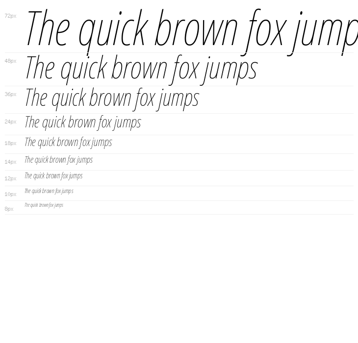 Noto Sans ExtraCondensed Thin Italic Waterfall