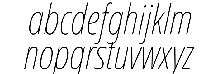 Noto Sans ExtraCondensed Thin Italic Font LOWERCASE