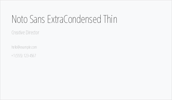 Noto Sans ExtraCondensed Thin Business Card