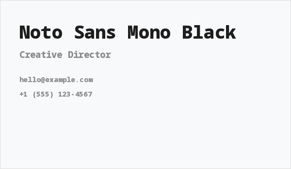 Noto Sans Mono Black Business Card