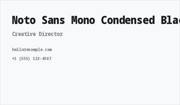 Noto Sans Mono Condensed Black Business Card