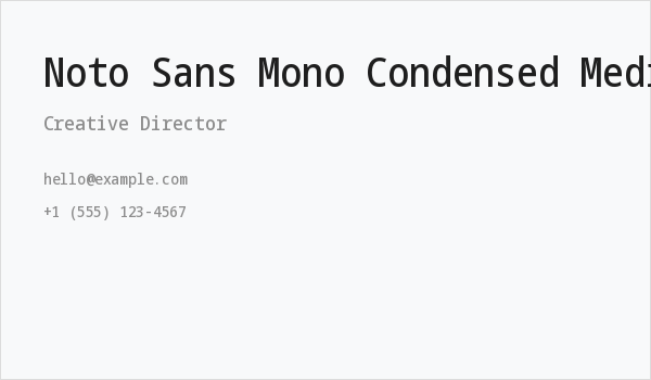 Noto Sans Mono Condensed Medium Business Card