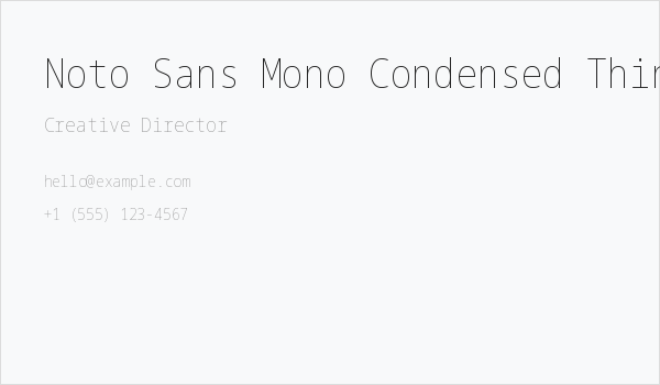 Noto Sans Mono Condensed Thin Business Card