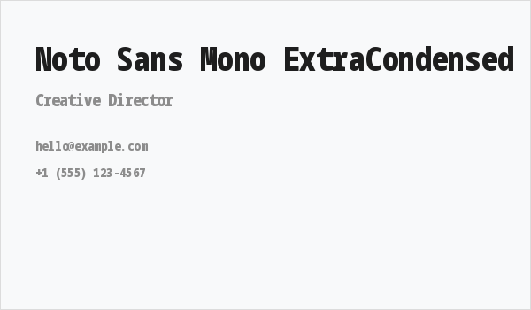Noto Sans Mono ExtraCondensed Black Business Card