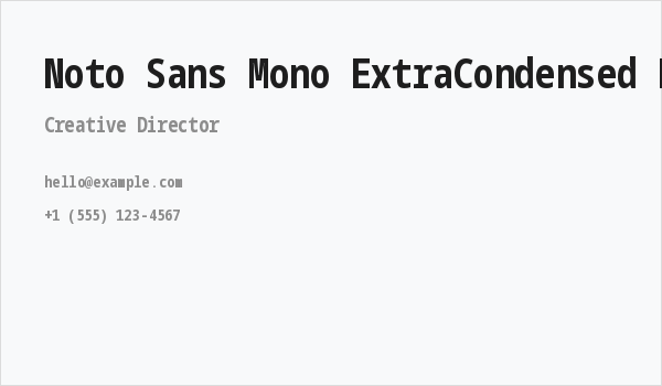 Noto Sans Mono ExtraCondensed Bold Business Card