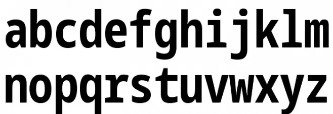 Noto Sans Mono ExtraCondensed Bold Caratteri MINUSCOLO