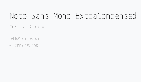 Noto Sans Mono ExtraCondensed ExtraLight Business Card