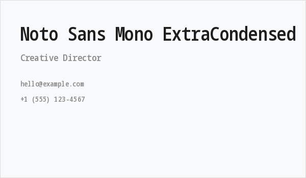 Noto Sans Mono ExtraCondensed SemiBold Business Card