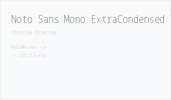 Noto Sans Mono ExtraCondensed Thin Business Card