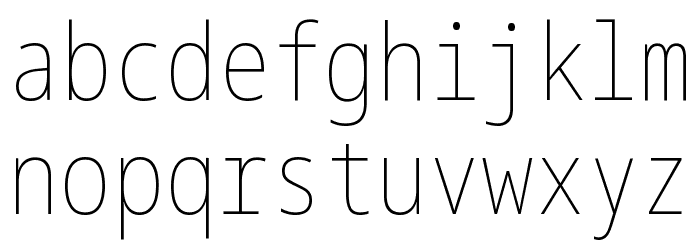 Noto Sans Mono ExtraCondensed Thin Font LOWERCASE