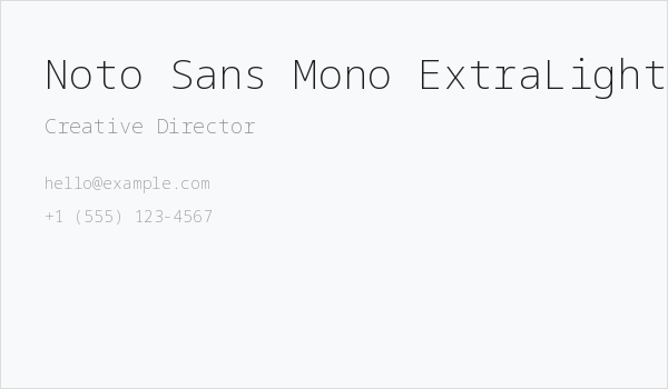 Noto Sans Mono ExtraLight Business Card