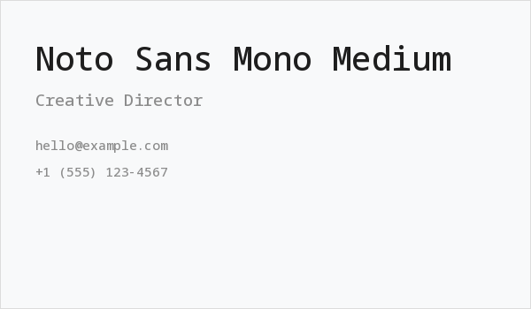 Noto Sans Mono Medium Business Card