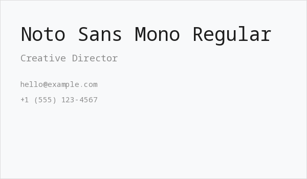 Noto Sans Mono Regular Business Card