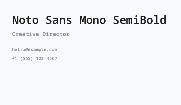 Noto Sans Mono SemiBold Business Card